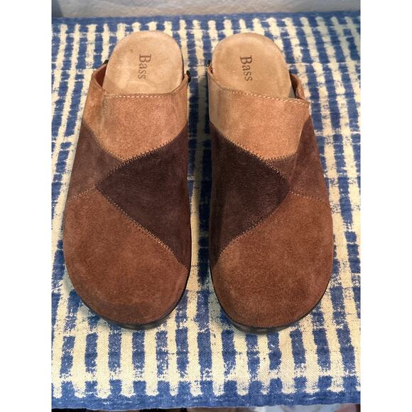 Vintage Bass Brown Patchwork Suede Clogs - Picture 6 of 6